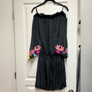 LILY PULITZER Black Off-Shoulder Midi Dress